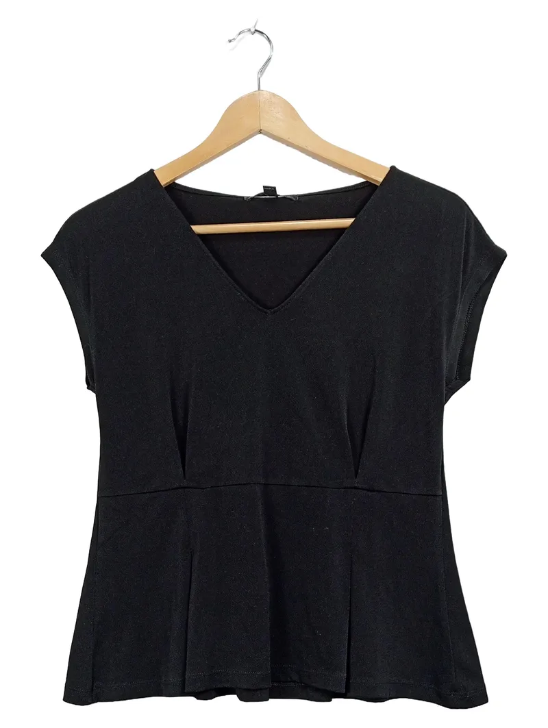 Banana Republic Damen Peplum Top V-Ausschnitt Schwarz Gr. XS Elegant 1