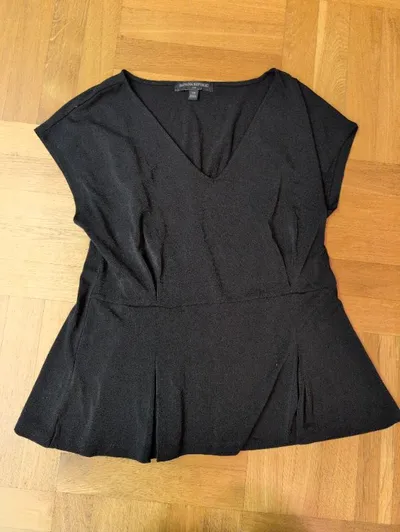 Banana Republic Damen Peplum Top V-Ausschnitt Schwarz Gr. XS Elegant
