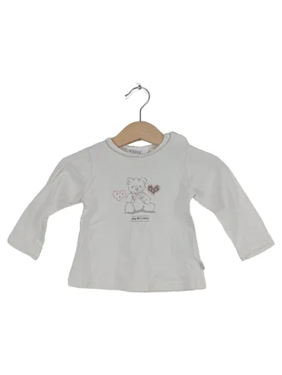 KANZ Baby Langarmshirt Gr. 68 Weiß Teddybär Herz Mädchen