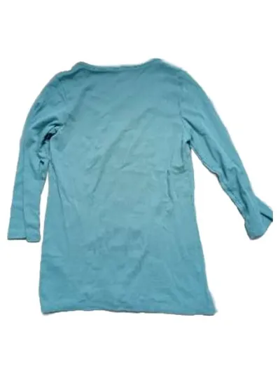 EDC by Esprit Damen Langarmshirt V-Ausschnitt Türkis Gr. M Bio-Baumwolle