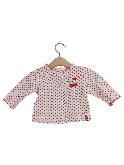 Dirkje Baby Langarmshirt Gr. 62 Weiß Rot Gepunktet Mädchen