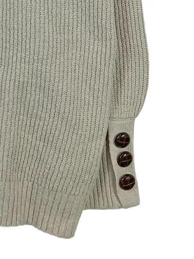 RAINBOW Damen Strickpullover Gr. 40-42 Beige Zierknöpfe Langarm
