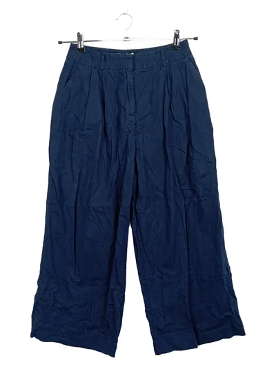 ASOS Damen Culotte Hose Gr. 38 Blau Leinen Baumwolle Wide Leg