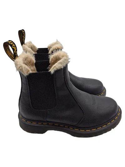 Dr. Martens Chelsea Boots Damen Leder Schwarz Gr. 37 Fellbesatz