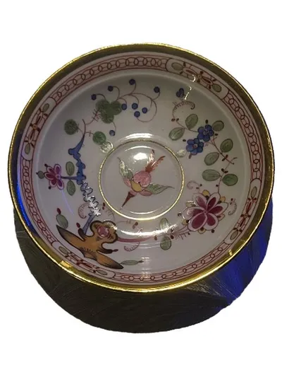 Meissen Untertasse Unterteller Indisch Blau Vogel Blumenmuster Porzellan 14, 5cm