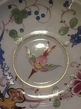 Meissen Untertasse Unterteller Indisch Blau Vogel Blumenmuster Porzellan 14, 5cm