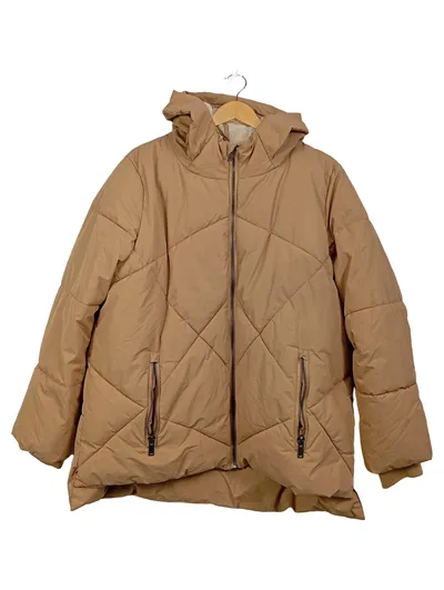 Pageone Damen Steppjacke Kapuze Beige Gr. 44 Langarm Casual Alltag Polyester