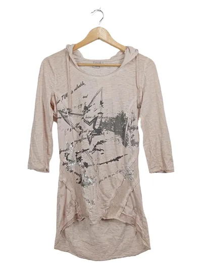 LIBERTY WOMAN Damen Kapuzenshirt Gr. S Rosa Grafik Print Pailletten