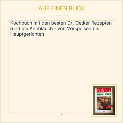 Dr. Oetker Kochbuch Knoblauch: Das Beste aus Dr. Oetker Rezepte