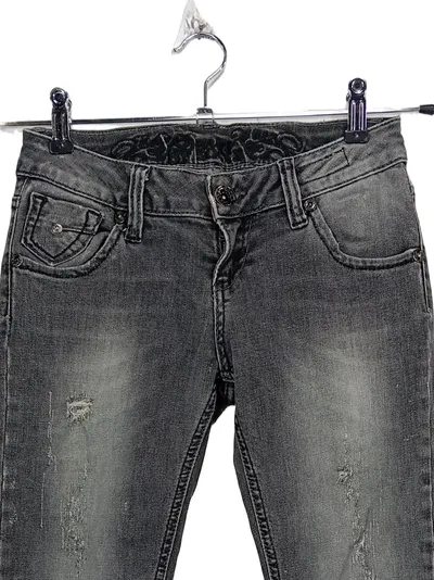 SOCCX Angel Slim Destroyed Jeans Damen W26/L32 Grau Used Look Stretch