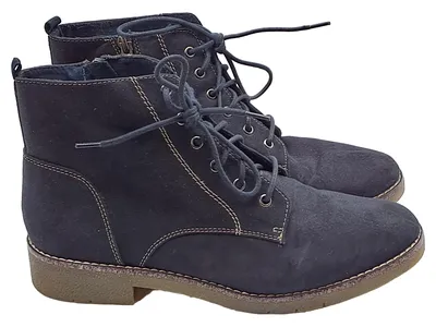 Tamaris Damen Stiefeletten Gr. 41 Blau Velours Schnürung Casual