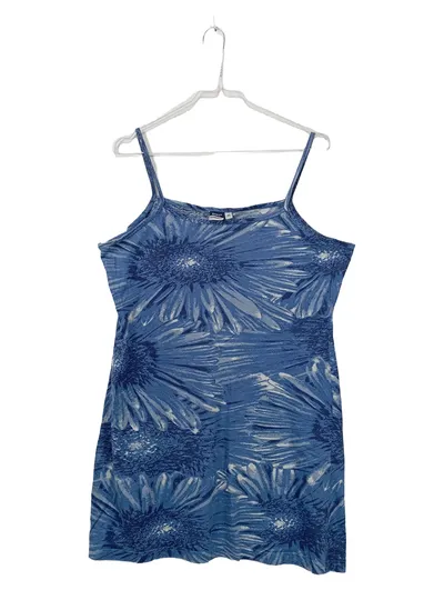BASIC CONCEPT Damen Sommerkleid Gr. 42/XL Blau Blumen Trägerkleid Baumwolle