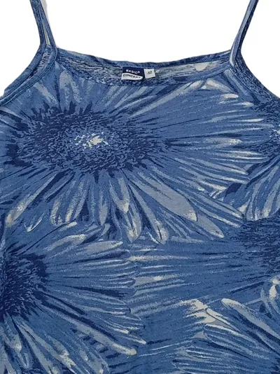 BASIC CONCEPT Damen Sommerkleid Gr. 42/XL Blau Blumen Trägerkleid Baumwolle