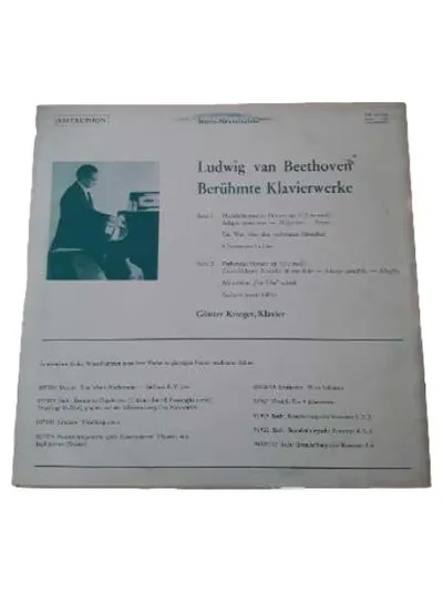Beethoven Berühmte Klavierwerke Günter Krieger Klavier LP Vinyl Klassik