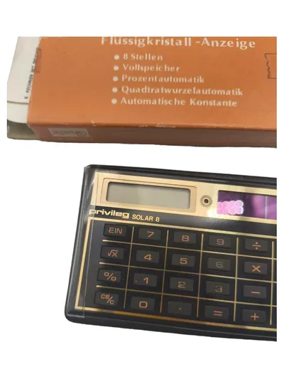 Privileg Solar 8 Taschenrechner Vintage Solar-Rechner LCD 8-stellig mit Etui