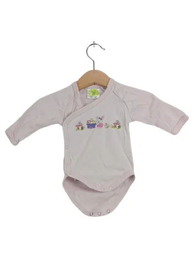 DIMO Baby Wickelbody Langarm Tiermotiv Rosa Baumwolle Gr. 50x56