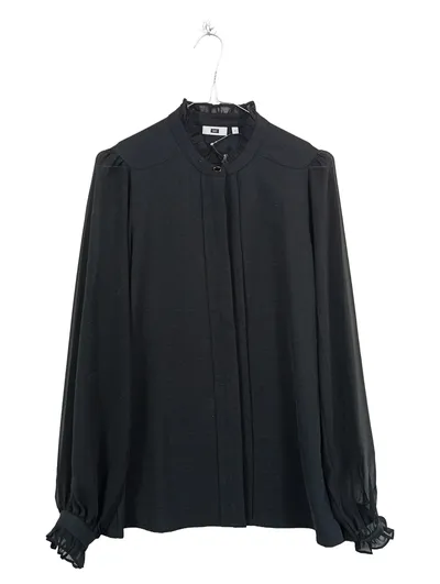 WE Fashion Damen Bluse Langarm Schwarz Rüschen Gr. S/36