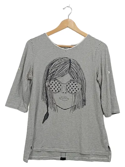 LIBERTY WOMAN Damen Shirt Gr. S gestreift Grafikprint 3/4-Arm Grau