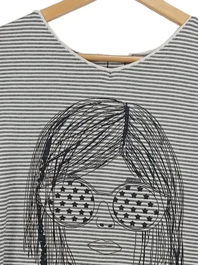 LIBERTY WOMAN Damen Shirt Gr. S gestreift Grafikprint 3/4-Arm Grau