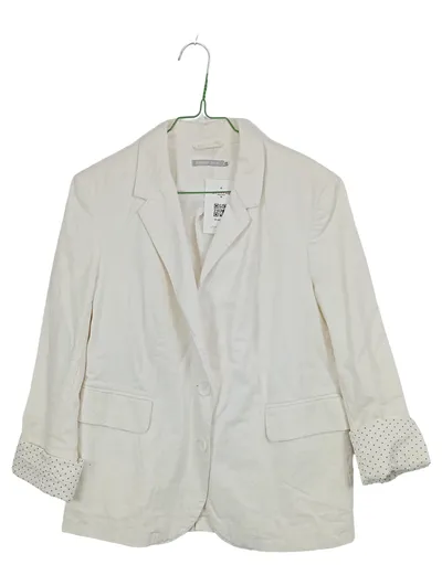 3 Suisses Collection Damen Leinen Baumwolle Blazer 3/4 Arm Weiß Gr. 40