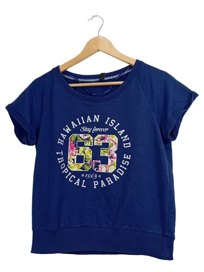 1982 Damen Sweatshirt Schriftzug Blau Gr. M