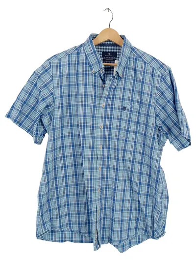 Basefield Herren Kurzarm Hemd Kariert Blau Modern Fit Gr. XL