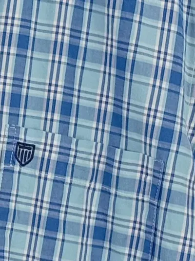 Basefield Herren Kurzarm Hemd Kariert Blau Modern Fit Gr. XL