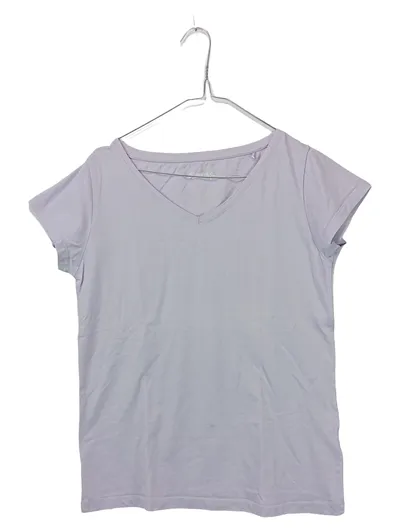 Designers Damen T-Shirt V-Ausschnitt Lila Gr. L Basic Baumwolle