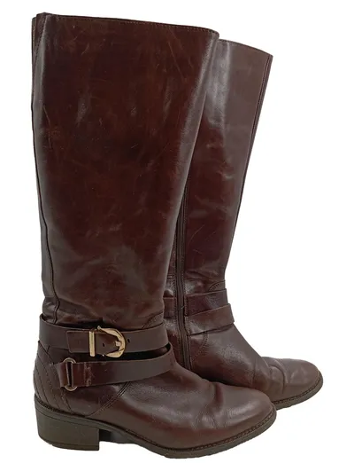 5th Avenue Damen Leder Stiefel Braun Gr. 38 Reißverschluss Klassisch Alltag