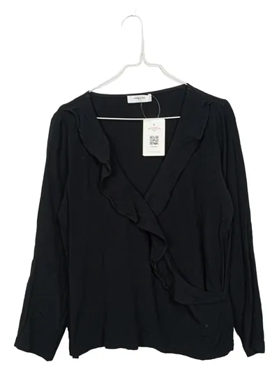 MSCH Copenhagen Damen Bluse Wickeloptik Rüschen Schwarz Gr. M