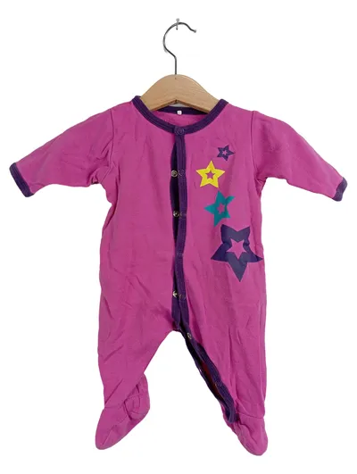 NAME IT Baby Strampler Schlafanzug Mädchen Gr. 56 Pink Sterne Baumwolle