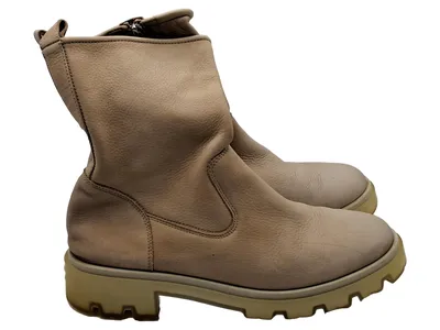Paul Green Damen Stiefelette Leder Beige UK 6 Chunky Sohle Casual