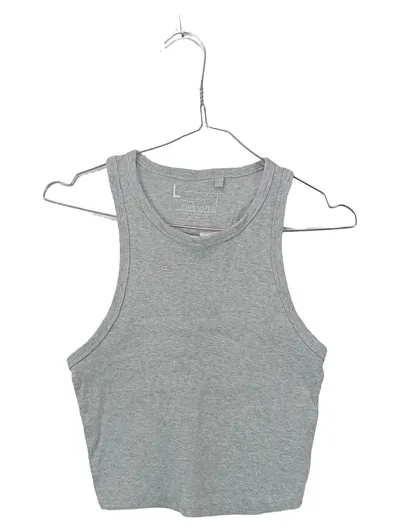 FB Sister Damen Crop Top Tanktop Grau Rippstrick Gr. L