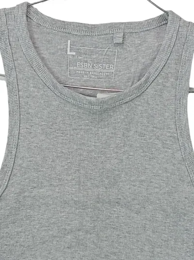 FB Sister Damen Crop Top Tanktop Grau Rippstrick Gr. L