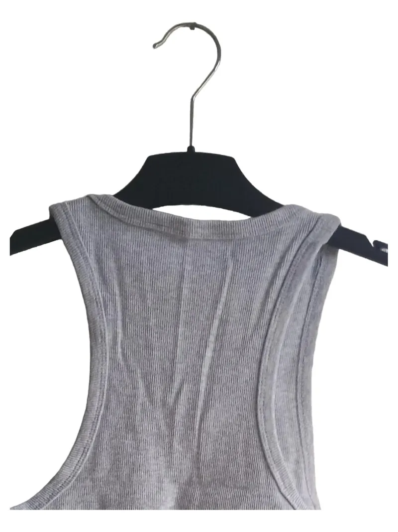 FB Sister Damen Crop Top Tanktop Grau Rippstrick Gr. L 3