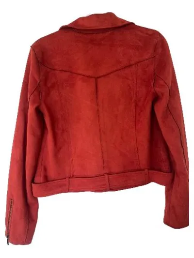 Desires Damen Bikerjacke Kunstleder Rot Gr. S Reißverschluss