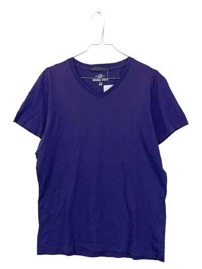 H&M L.O.G.G. Herren T-Shirt V-Ausschnitt Gr. M Lila Baumwolle Basic