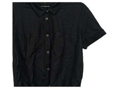 Comma Casual Identity Damen Bluse Gr. 36/S Schwarz Kurzarm Knotendetail