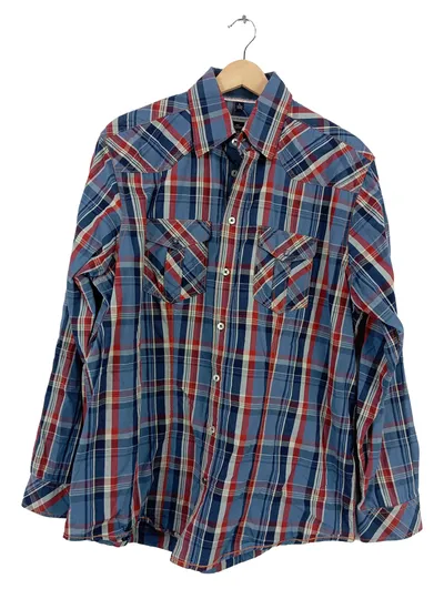 Engbers Herren Freizeithemd Westernstil Kariert Blau Rot Gr. L 41/42