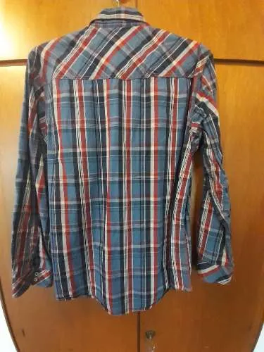 Engbers Herren Freizeithemd Westernstil Kariert Blau Rot Gr. L 41/42
