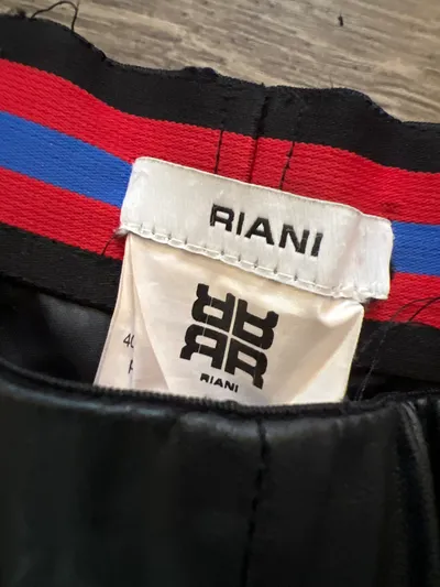 RIANI Damen Leggings Lederoptik Schwarz Seitenstreifen Gr. 36 S