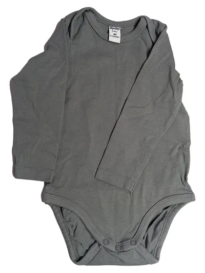 dopodopo Baby Body Langarm Gr. 80 Grau Baumwolle 9-12 Monate