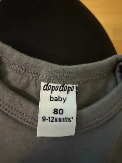 dopodopo Baby Body Langarm Gr. 80 Grau Baumwolle 9-12 Monate