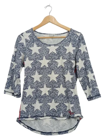 LIBERTY WOMAN Langarmshirt Sternenmuster Damen Gr. S Grau 3/4-Arm