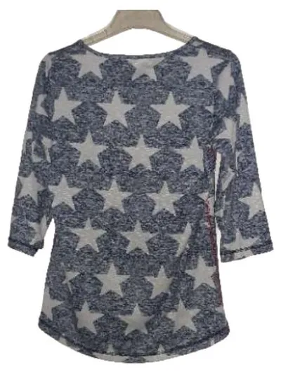 LIBERTY WOMAN Langarmshirt Sternenmuster Damen Gr. S Grau 3/4-Arm