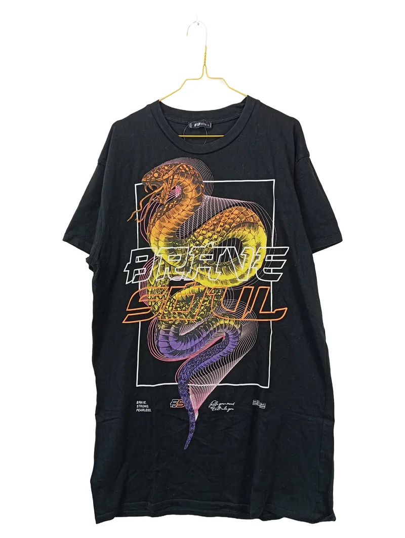 FB Sister Damen T-Shirt Schlangen Print Schwarz Gr. L Streetwear 1