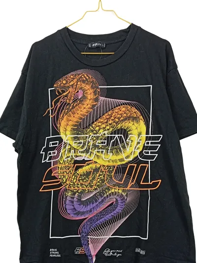 FB Sister Damen T-Shirt Schlangen Print Schwarz Gr. L Streetwear