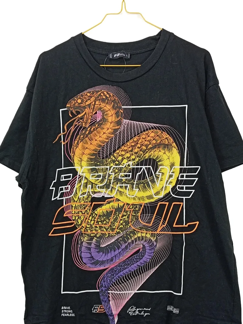 FB Sister Damen T-Shirt Schlangen Print Schwarz Gr. L Streetwear 2