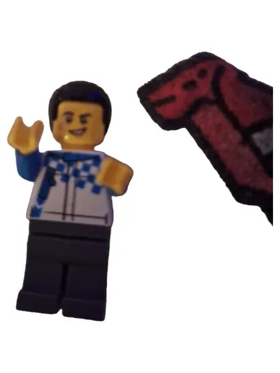 LEGO Minifigur Rennfahrer Mechaniker blau kariert Kinder ab 6 Jahre
