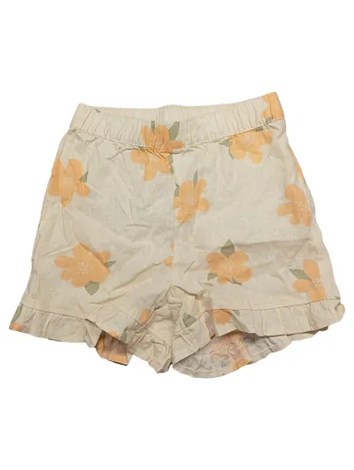 Lily & Dan Mädchen Rüschen-Shorts Blumenmuster Leinen Freizeit Beige Gr. 104